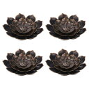 4個セット インセンスバーナーキット 真鍮製の蓮の花スティックインセンスホルダー 複数のインセンス穴 取り外し可能な灰受け皿 ヨガ 瞑想 銅製