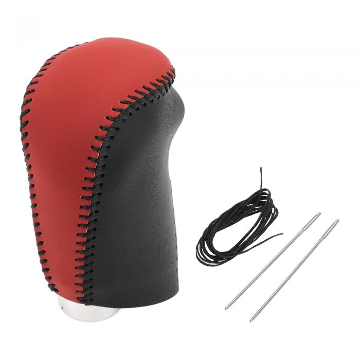 HEROFFIX 日産に対応ローグスポーツ2017-2022用のレッドブラックフェイクレザーギアシフトノブカバース..