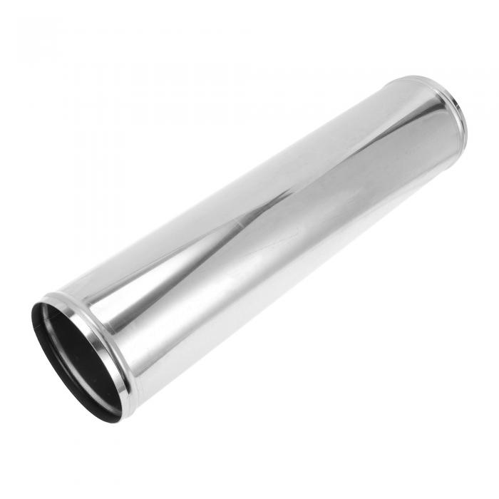 Motoforti ビーズロール付きのストレート排気パイプチューブ DIYカスタムカーモディファイド排気パイプチュービング 4.75インチ外径 20インチエンド長 T304ステンレススチール シルバートーン