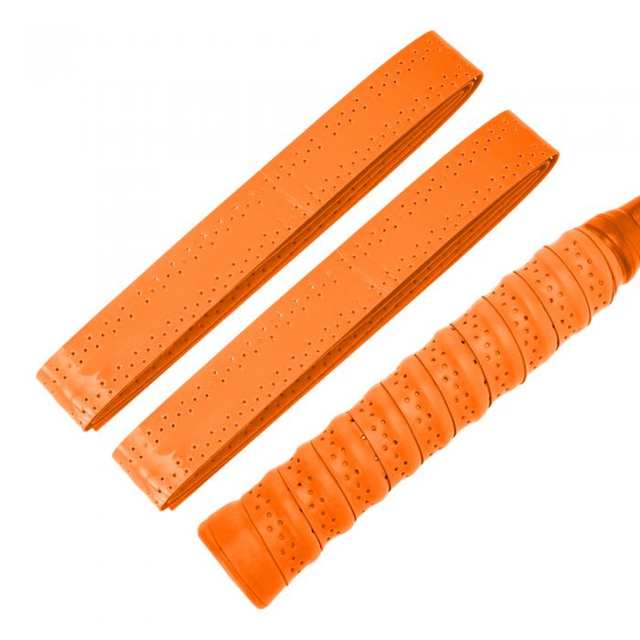 CAPASTEC グリップテープ テニス バドミントン 2本セット 多孔型 凸凹仕様 グリップ テープ 衝撃吸収 通気性抜群 ラケット用 ウェットタイプ オレン...