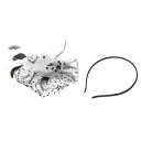PATIKIL ファシネーターハットクリップセット ヘアバンドティーパーティーフェイスベールハットヴィンテージヘッドウェアウィメンズフェザー メッシュ 女性 黒+白