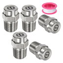 M METERXITY 表面洗浄チップ 5個パック - 15度 1/4" NPT オス 高圧洗浄機ノズル クリーナーノズル交換用 ステンレススチール シーリングテープ付き ウォーターガンに適用 (1.156mmオリフィス)