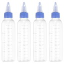 PATIKIL 110 ml/4 OZ プラスチック製絞るボトル 青いツイ ストキャップ付き 4 個入りグラデーション付きラウンドディスペンシングボトル 液体 クラフト オイル 調味料用空ボトル