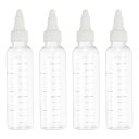 PATIKIL 110 ml/4 OZ プラスチック製絞るボトル 白いねじキャップ付き 4 個入り グラデーション入りラウンドディスペンシングボトル 液体 クラフト オイル 調味料用空ボトル