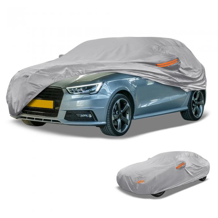 Partuto 1 Pc ユニバーサルカーカバー 防水オールウェザー自動車用屋外用抗UV日光雨保護フルエクステリアカバーアルミフィルムコ ットンシルバートーンセダン長さ最大165インチ