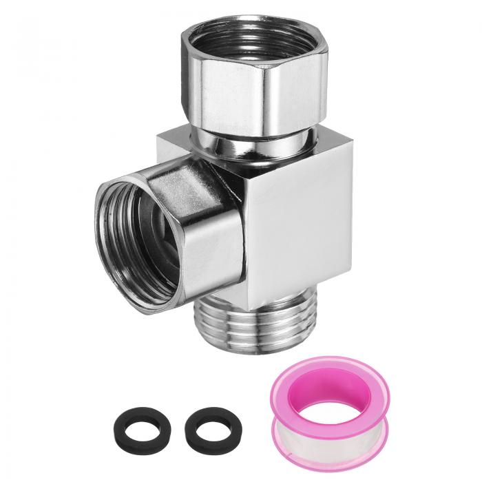 G1/2" シャワーダイバーターバルブ 3ウェイ ステンレススチールビデTアダプターコネクターホースフィッ..