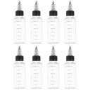 PATIKIL 30 ml/1 OZ プラスチック製絞るボトル 黒いねじりキャップ付き 8 個グラデーション付きラウンドディスペンシングボトル 液体 クラフト オイル 調味料用空ボトル 透明