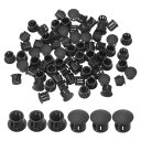 PATIKIL 10 mm/3/8インチ プラスチックホールプラグ、80個 フラッシュタイプ ラウンドプラグ スナップインホールパネルチューブ キッチンキャビネット 家具 フェンス ポスト パイプ インサート エンドキャップ 黒