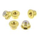 Motoforti 5個M4*0.7車用フランジナット 銅 プラスチックゴムリング フラット六角ロックフランジナット ノンスリップロックフランジ ゴールドトーンゴムリング 6mm/0.24"