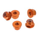 HEROFFIX 5個M3車用フランジナットアルミニウム合金 プラスチックゴムリングフラットヘックスロックフランジナット滑り止めロックフランジオレンジゴムリング車用オートバイ