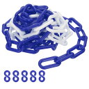 PATIKIL 青/白プラスチックチェーン 10フィート8mm安全バリアチェーン クラウドコントロール 列線 駐車場 フェンス ゲート コンサート 建設現場 装飾用