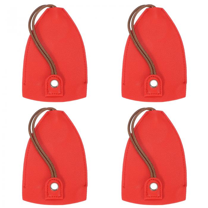PATIKIL カーキーケース 4個のPUレザーキーポーチ キーフォブホルダー カーオフィスキー用の引き出しキーチェーンバッグスリーブ レッド