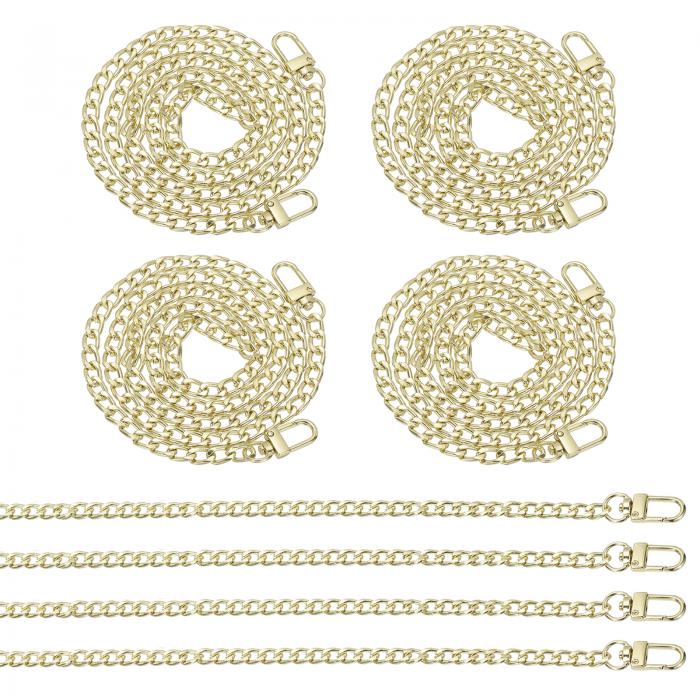 PATIKIL 47.2" フラットパースチェーン 8パック ライト金色チェーン パースストラップ ハンドバッグチ..