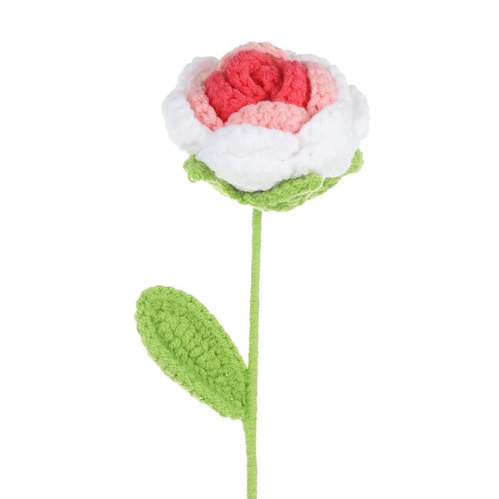 PATIKIL クロシェフラワー 手作り 編み物ローズ人工織りフェイクフラワー ステム付き バレンタインギフト ホームウェディングパーティーオフィステーブルデコ...