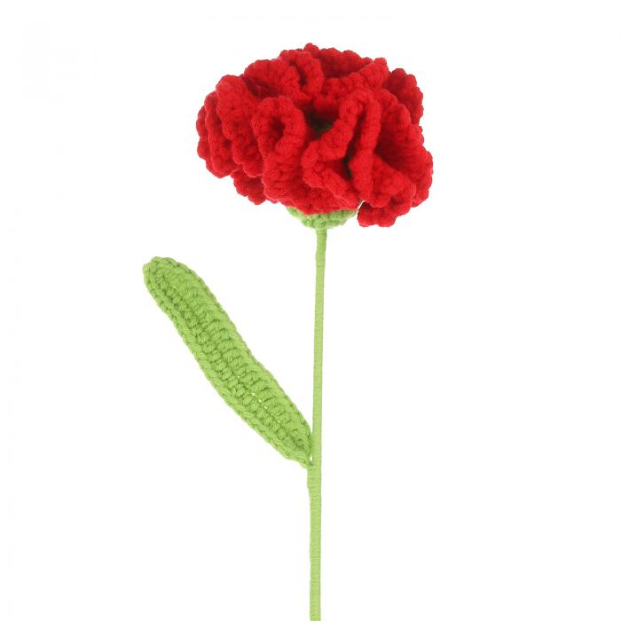 PATIKIL クロシェフラワー 手作り 編み物カーネー ション人工織りフェイクフラワー バレンタインギフト ホームウェディングパーティーオフィステーブルデコレーション用 赤色
