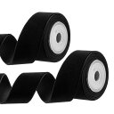 PATIKIL 0.98" x 2.18ヤード ベルベットリボン 2個セット シングルフェイス ヴィンテージベルベットリボンスプール デコレーション ギフト DIYラッピング クラフト ウェディングヘアボウに最適 黒