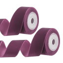 PATIKIL 0.98" x 2.18ヤード ベルベットリボン 2個セット シングルフェイス ヴィンテージベルベットリボンスプール デコレーション ギフト DIYラッピング クラフト ウェディングヘアボウに最適 フクシャ