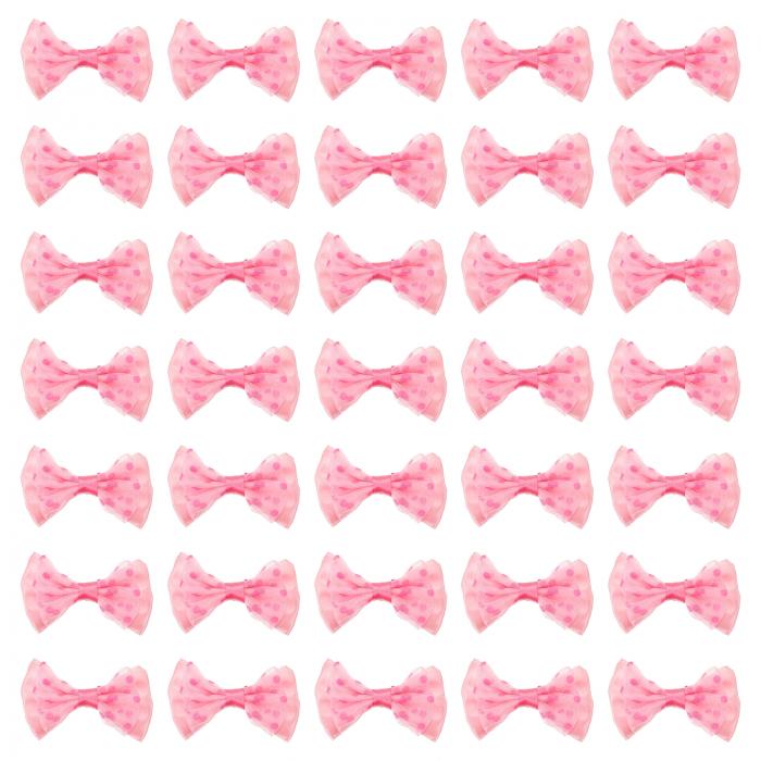 PATIKIL 2.2"ミニボウタイ 100個 サテンリボンボウタイ 小さなボウノット 水玉装飾品 クラフト ギフトラッピング 縫製装飾 ピンク