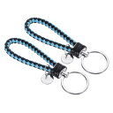PATIKIL 革編みキーホルダー ステンレスキーホルダースリーブ付き 2個入り PU編み リストバンド ストラップ キーホルダー キャリーバッグ 財布 ストラ...