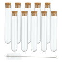 PATIKIL 10ml 試験管セット 50個入り 3.94x0.59" ガラス製クリアな丸底試験管コンテナ コルクストッパー付き。ビーズパーティー キャンディ バスソルト 収納 科学実験 植物 増殖などに最適です。