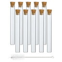 PATIKIL 12ml 試験管セット 12個入り 3.94x0.47" ガラス製クリアフラットボトム試験管コンテナ コルクストッパー付き ビーズパーティーあめバスソルト収納科学実験植物増殖用