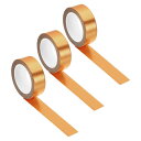 PATIKIL 15mm x 10m メタリック和紙テープ 3巻 マスキング箔ステッカー DIYアートクラフトラッピング装飾用 セルフアドヒーシブ シャンパン色