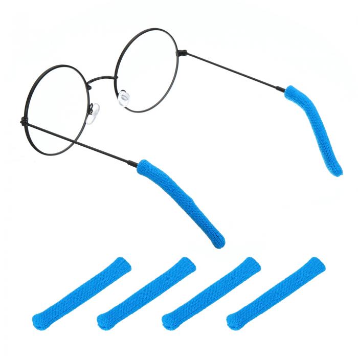 PATIKIL 眼鏡エンドチップ 2ペア 眼鏡アンチスリップイヤーソックスチューブスリーブナイロン交換テンプル ブルー