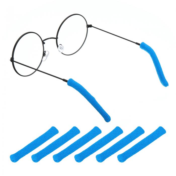 PATIKIL 眼鏡エンドチップ 3ペア 眼鏡アンチスリップイヤーソックスチューブスリーブナイロン交換テンプル ブルー