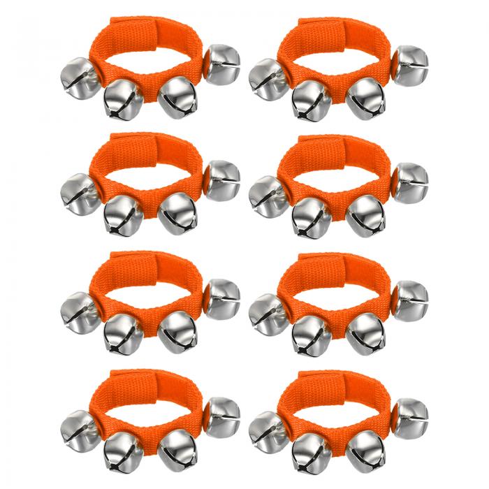 PATIKIL 8個 リストベル ジングルベルアンクルベルパーカッション楽器音楽リズムバンド4つ シルバーベル 誕生日パーティークリスマス用 ダークオレンジ