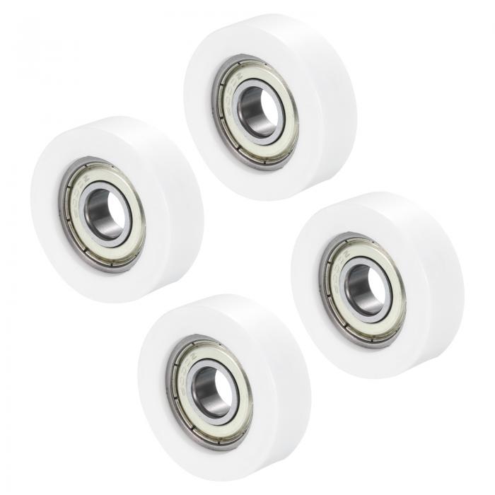 PATIKIL ナイロン製プーリーホイール 10x38x12mm 4個セット 608zzベアリング付きスライディングコンベアローラーホイール ドアウィンドウ引き出しハードウェア駆動機械装置用 ホワイト