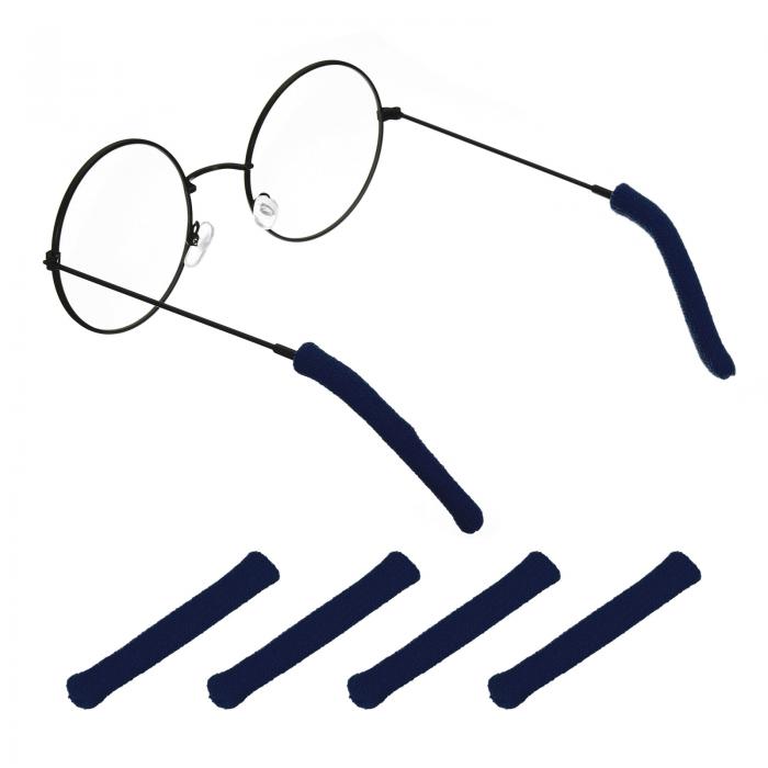 PATIKIL 眼鏡エンドチップ 2ペア アイウェアアンチスリップイヤーソックスチューブスリーブナイロン製テンプル交換用 ネイビーブルー