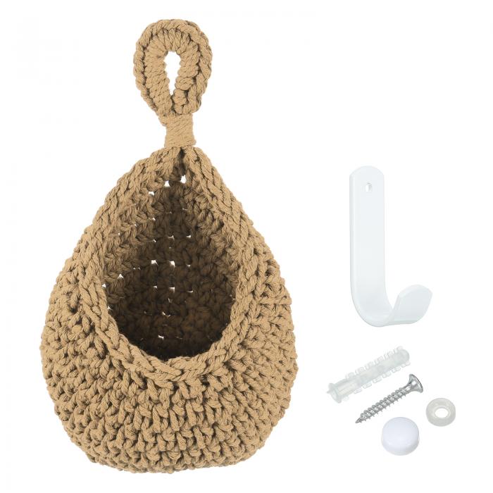 PATIKIL キッチン用吊り下げフルーツバスケット 小型 ティアドロップ型 ホームデコレーション収納 手織..