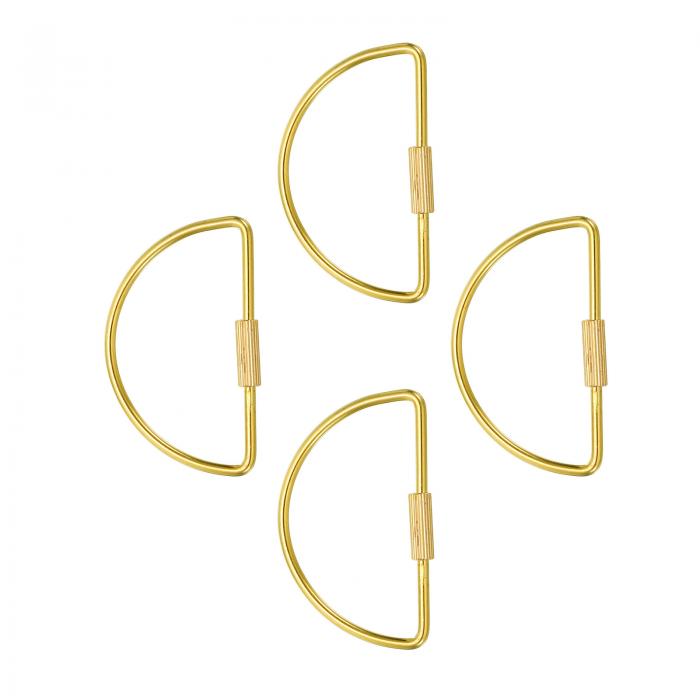 PATIKIL 真鍮キーリング 4個セット ゴー ルド真鍮製スクリューロッククリップキーリング シンプルなスタイル キーチェーンホルダー DIYレザークラフト 交換用