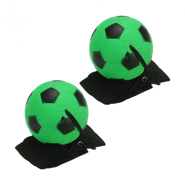 PATIKIL 2.5"スポーツリストボール 2個セット サッカーラバーリバウンドリストバンド ストリング付き運動用ボール 蛍光緑