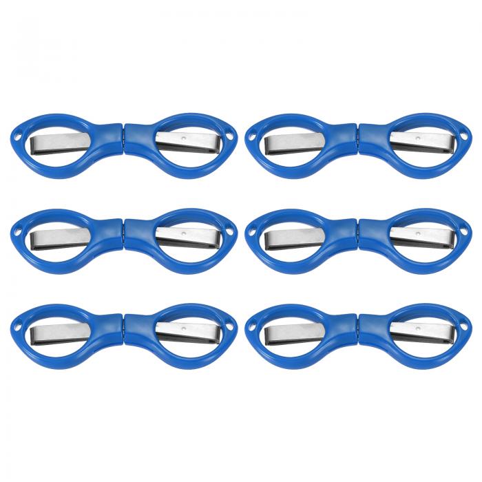 PATIKIL 折りたたみ式ハサミ 6個セット ミニサイズ ステンレス製で錆びにくく メガネ型 小さなクラフトカッター 家庭用 釣り 縫製に最適 ブルー