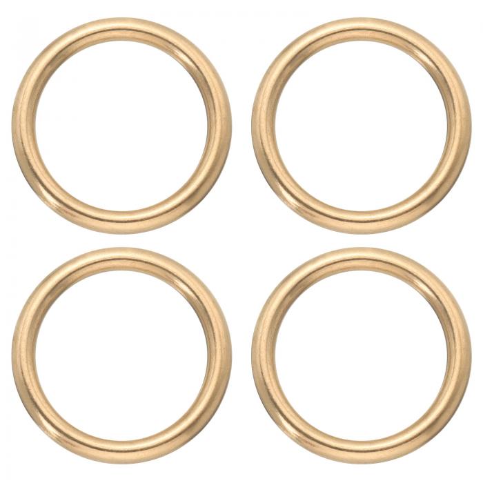 PATIKIL 真鍮製Oリング 4個セット 内径1.3" 丸い真鍮製Oリングキーチェーン ループバックル レザークラ..