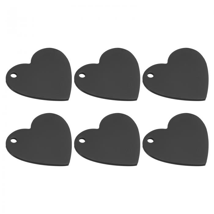 PATIKIL 6個 ハート装飾 35mm ハートペンダント メタルスタンピングブ ランクスタグ 304ステンレススチール製 ブ ランクスタンピングタグ レー ザー彫刻宝石作り用 黒