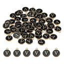 PATIKIL レター装飾 V 60個 両面アルファベットイニシャル装飾ペンダントビーズ 黒 ブレスレット ネックレス イヤリング DIY宝石作りに最適
