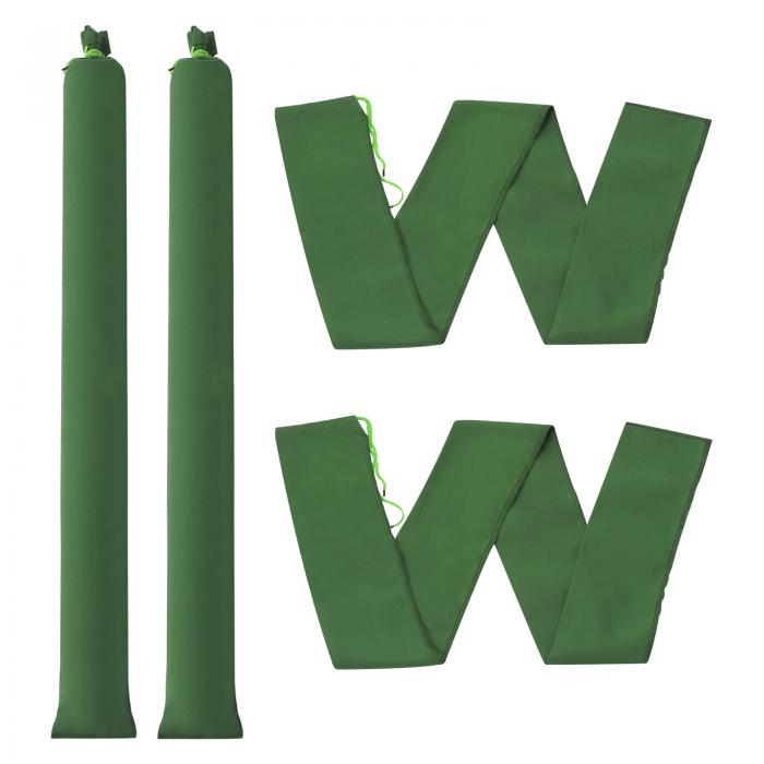 PATIKIL 213 cm x 15 cm 浸水用土のう 4個 長いキャンバス土のう 厚み 防水バリア 浸水用 結束ゴムバンド付き ドア浸水対策用 緑