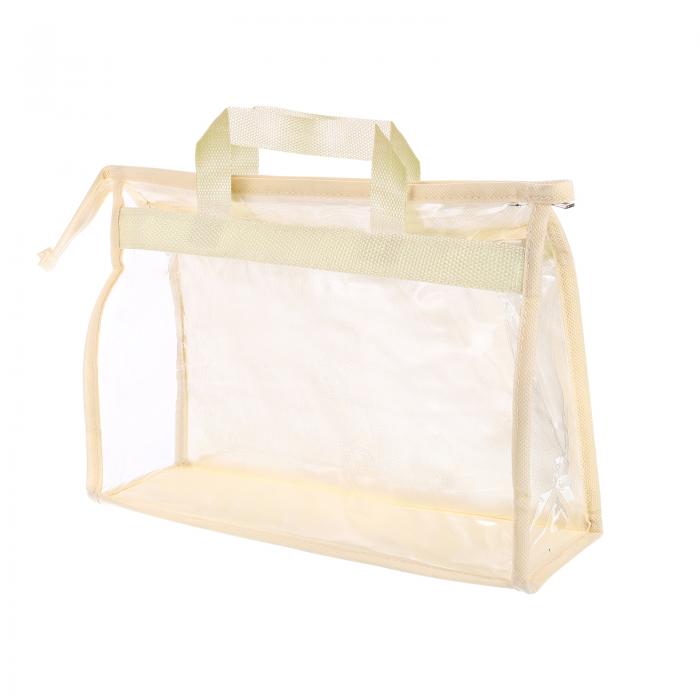 PATIKIL ハンドバッグダストバッグ クリアパース収納オーガナイザー Sサイズ PVC防塵ハンドバッグカバー 透明パースプロテクター ベージュ