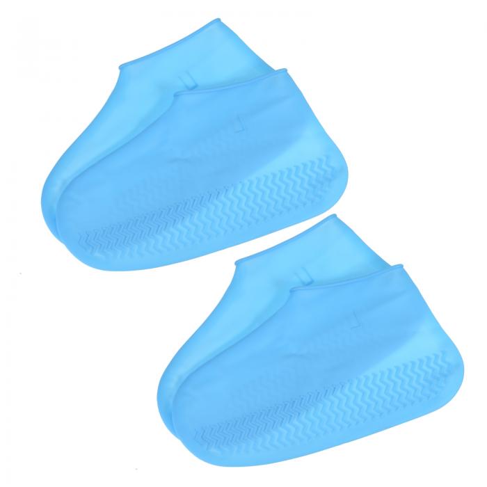 PATIKIL Lサイズ 防水シリコンシューズカバー 2足セット 再利用可能な滑り止めオーバーシューズ 雨靴カバー プロテクター ガロッシュ アウトドア 雨や雪に対応 ブルー