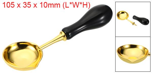 PATIKIL ワックスシールスプーン ワックスシールスタンプ封筒アートクラフト用 真鍮製ビンテージ木製ハンドル ゴー ルデン黒