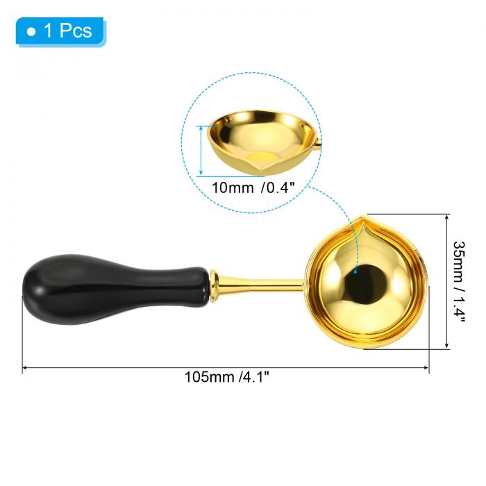 PATIKIL ワックスシールスプーン ワックスシールスタンプ封筒アートクラフト用 真鍮製ビンテージ木製ハンドル ゴー ルデン黒