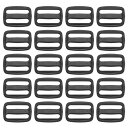 PATIKIL 3/4"トライグライドスライドバックル、20個パック、バックパックバッグベルト用プラスチックウェビングストラップファスナー、黒