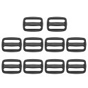 PATIKIL 3/4"トライグライドスライドバックル、10個パック、バックパックバッグベルト用プラスチックウェビングストラップファスナー、黒