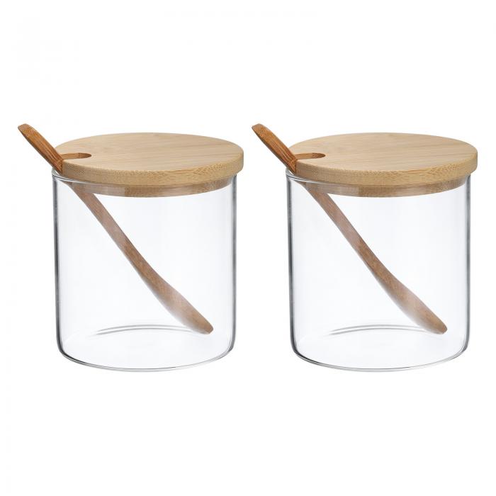 PATIKIL 300ml/10oz ガラス調味料入れ 3個セット ガラスス パイス瓶 竹製スプーン付き キッチン用塩砂..