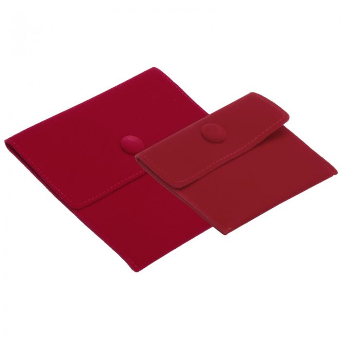 PATIKIL 2個セット 宝石ポーチ スナップボタン付き 柔らかなベルベットポーチ リング ネックレス ブレスレット イヤリング 時計など 携帯に便利な収納 赤色