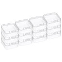 PATIKIL 4.5x4.5x2.5" クリア収納ボックス(ヒンジ付き蓋付き) 12個パック プラスチック製スタック可能な長方形オーガナイザーコンテナ ビーズ 宝石 小物 アートク ラフトプロジェクト用