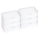 PATIKIL 8.5x5.5x2.5" クリア収納ボックス(ヒンジ付き)6個セット ビーズ 宝石 小物 アートク ラフトプロジェクト用 プラスチック製スタック可能な長方形オーガナイザーコンテナ