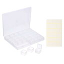 PATIKIL 8x7x1.1" ビーズ収納コンテナボックス プラスチックオーガナイザーコンテナ(ヒンジ付き蓋 ラベルステッカー付き) ビーズ宝石作り アートク ラフト用ミニ収納ボックス1セット